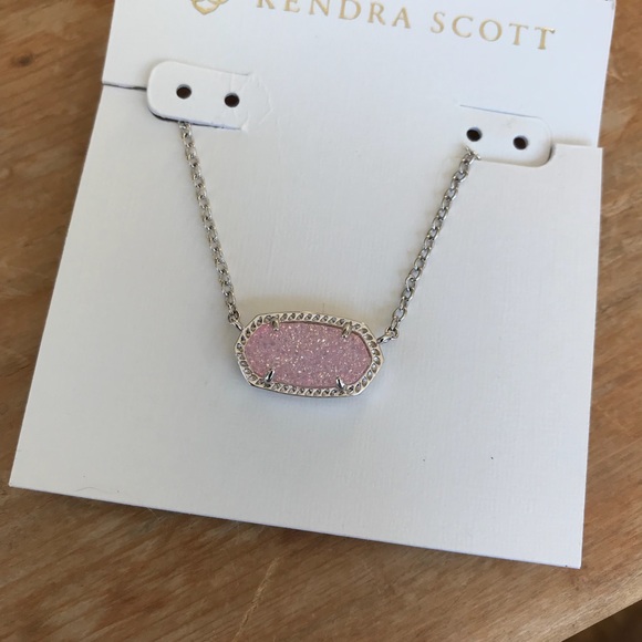 Kendra Scott Elisa Light Pink Druzy&Silver Pendant - Picture 7 of 8